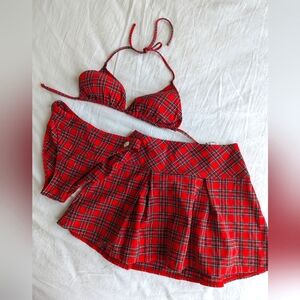 Elle Red Plaid Bikini Set swimwear swimsuit
